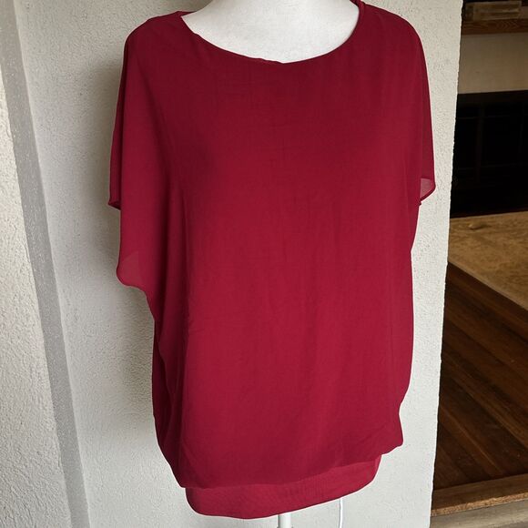 Red Neineiwu Short Sleeved Blouse Size Large - Picture 2 of 9